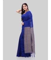 DESH BIDESH Women`s Khadi Cotton Handloom RupSagar Design Saree Without Blouse Piece(Blue)